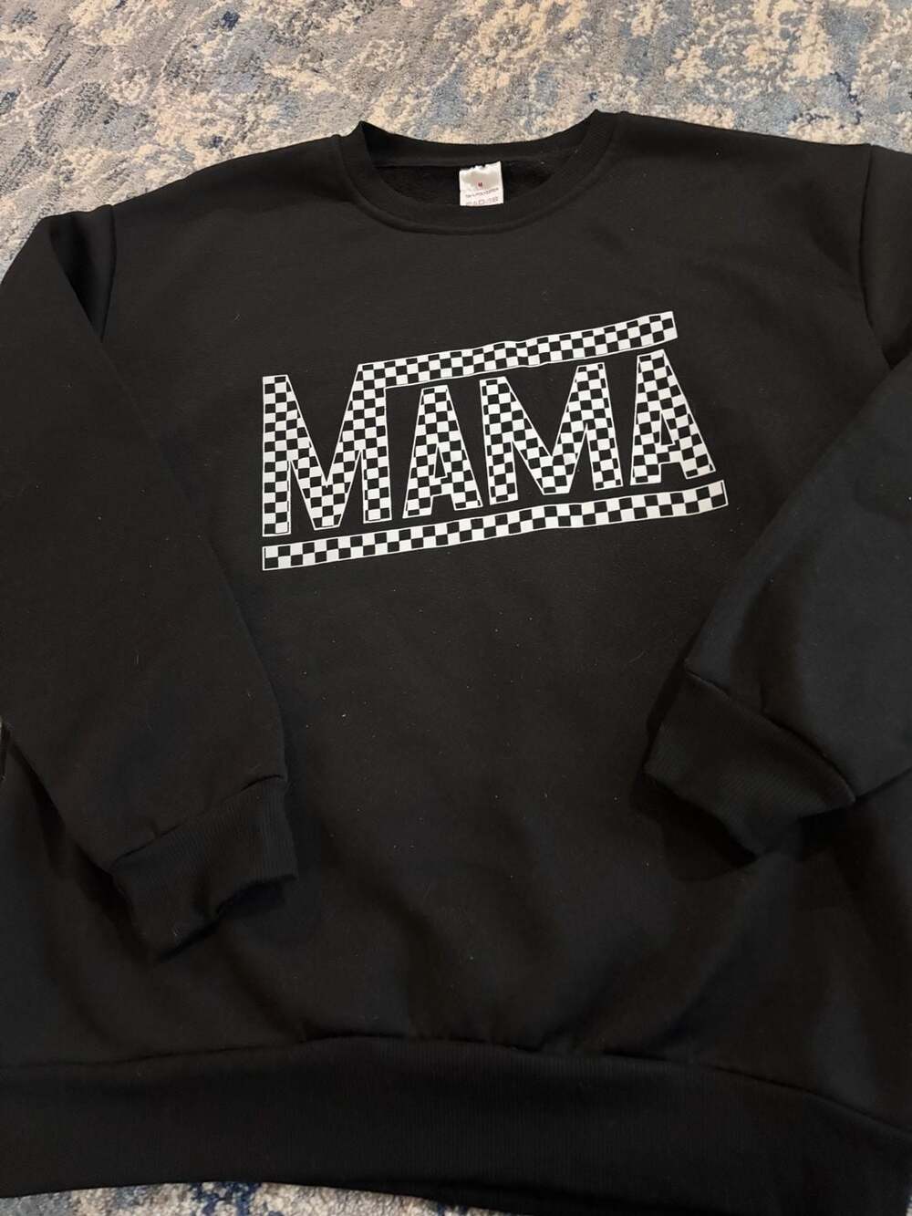Unbranded Checkered Mama Sweatshirt Size M Black